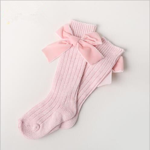 Cotton Long Socks With Velvet Bows