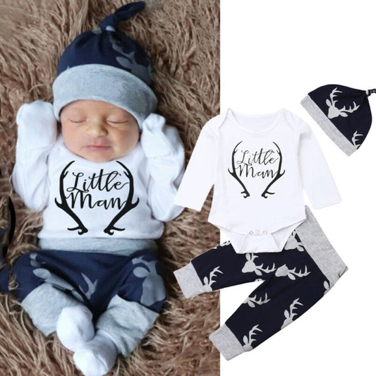 Baby Boy's Cotton Deer Patterned Clothing Set