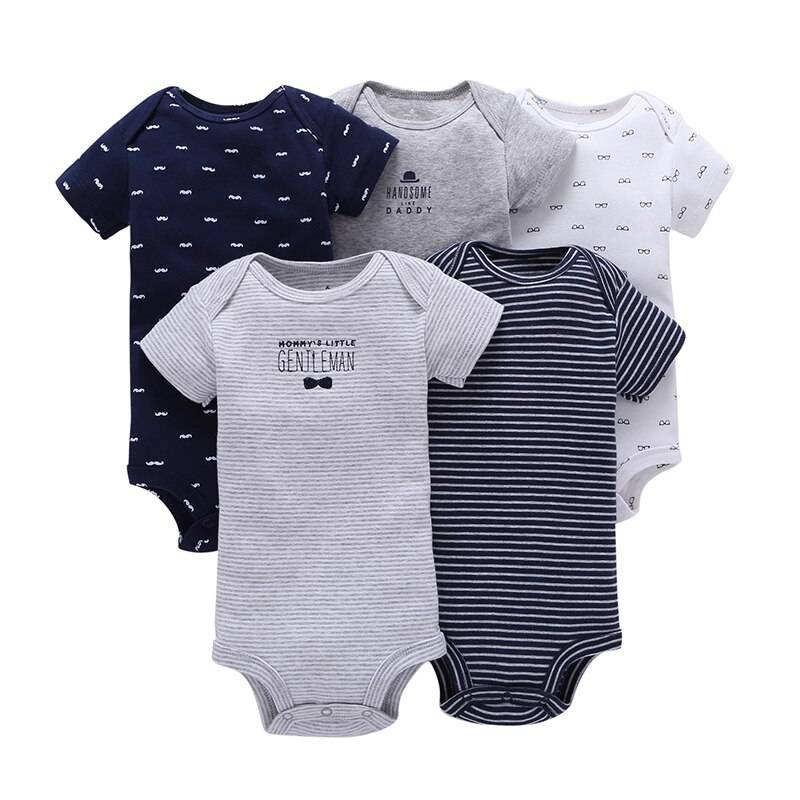 Printed Cotton Baby's Onesies 5 pcs Set