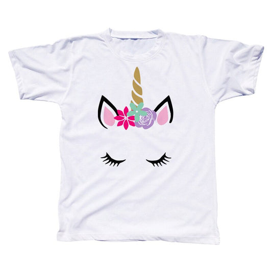 Girls Summer Unicorn Printed Clothing Set with Tutu Dress