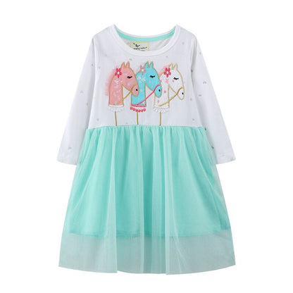 Girls Long Sleeved Cotton Printed Dress