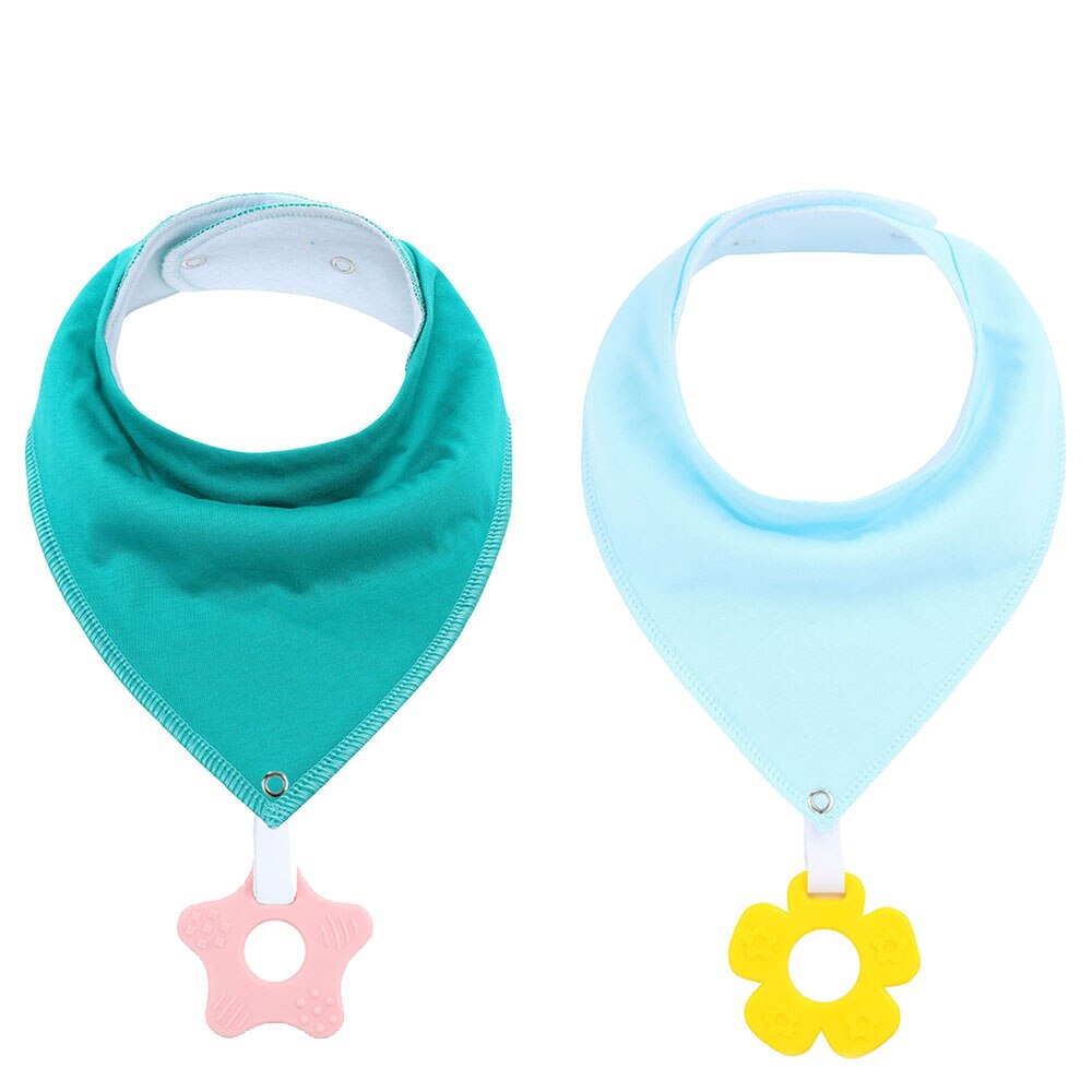 Soft Absorbent Colorful Organic Cotton Baby Bib with Teething Toy 2 pcs Set