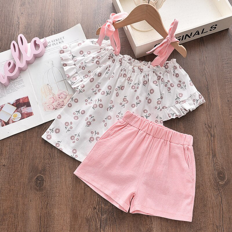 Girls Summer Printed Clothes Set 2 Pcs