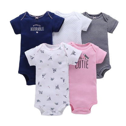 Printed Cotton Baby's Onesies 5 pcs Set