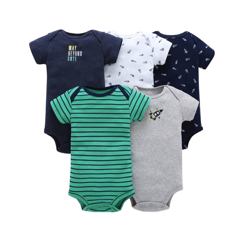 Printed Cotton Baby's Onesies 5 pcs Set