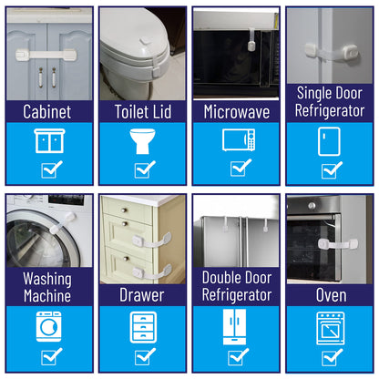 Child Safety Strap Locks, 6 Pack, Child Proof Cabinet Latches, Child Safety Cabinet Locks, Drawer Locks Baby Proofing, Baby Cabinet Safety Latches