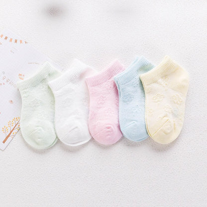 Baby's Pastel Color Breathable Socks 5 Pairs Set