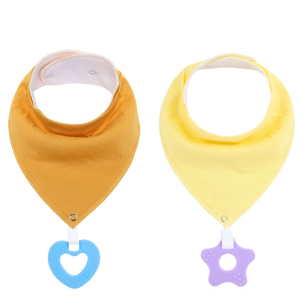 Soft Absorbent Colorful Organic Cotton Baby Bib with Teething Toy 2 pcs Set