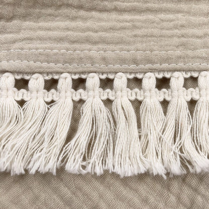 Cotton Muslin Baby Swaddle Blanket with Tassels