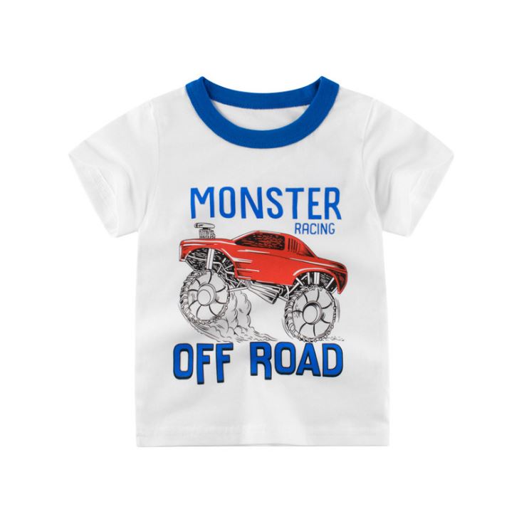Summer Boy's Cartoon Printed Cotton T-Shirt