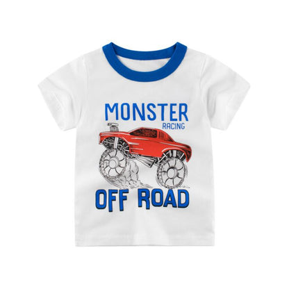 Summer Boy's Cartoon Printed Cotton T-Shirt
