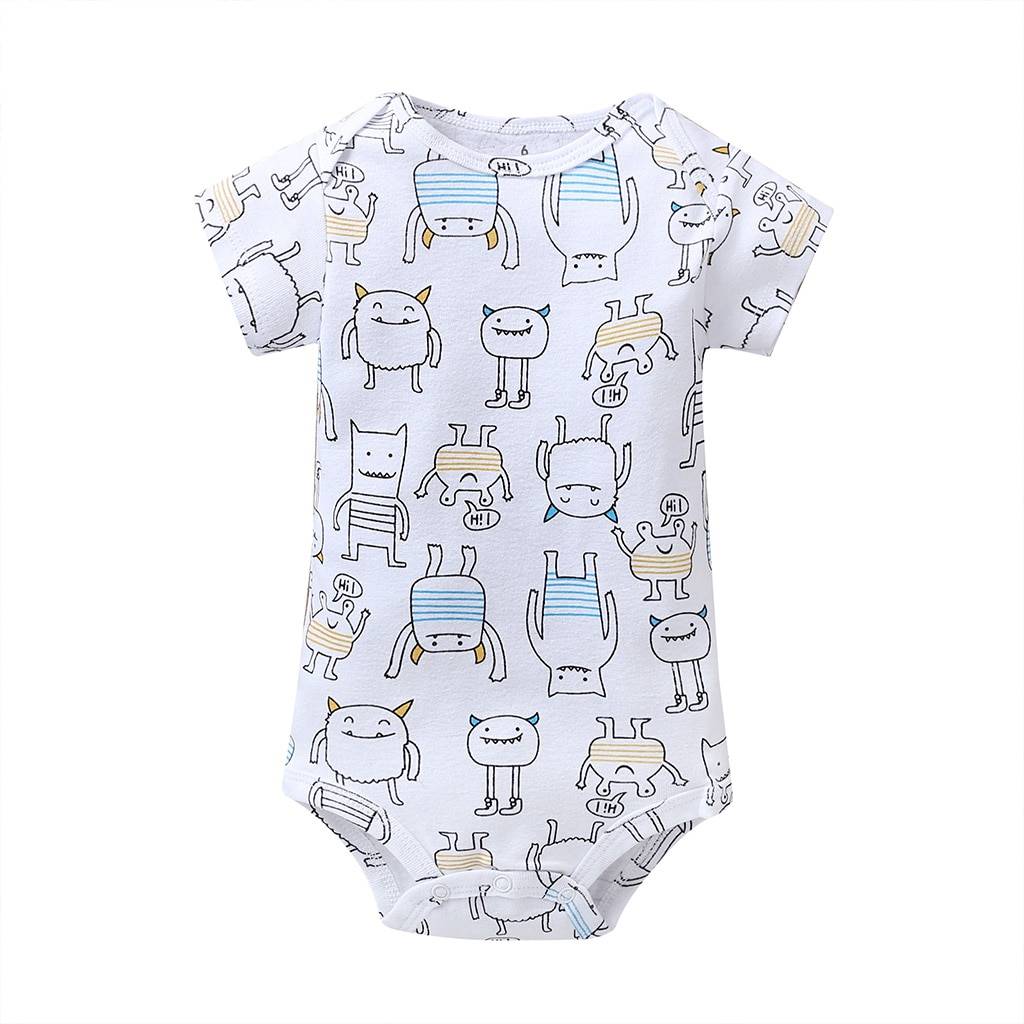 Printed Cotton Baby's Onesies 5 pcs Set