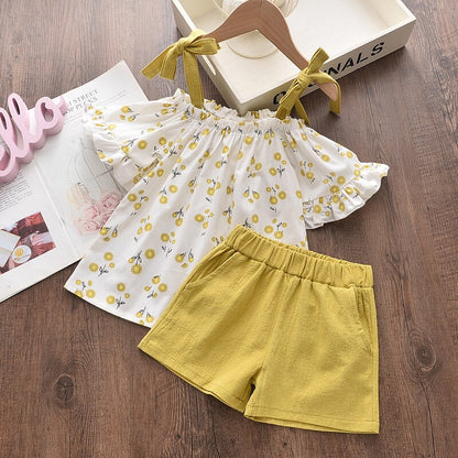 Girls Summer Printed Clothes Set 2 Pcs