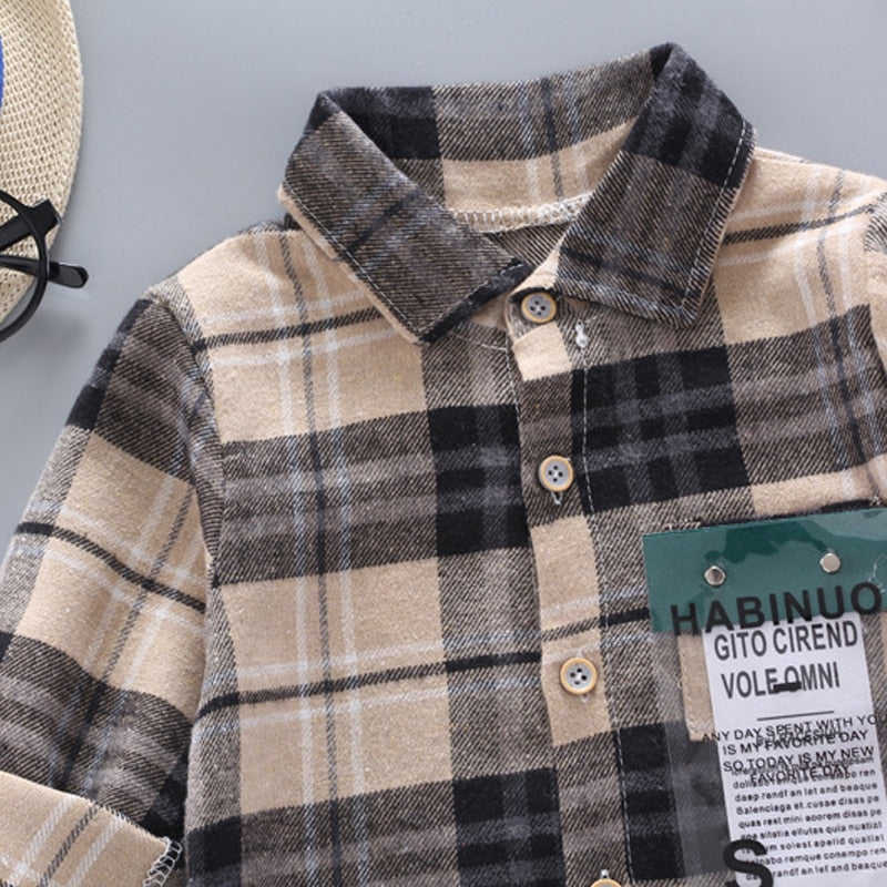 Baby Boy's Plaid Cotton Long Sleeve Shirt