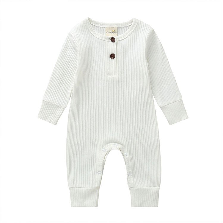 Baby's Ribbed Fabric Long Sleeve Romper