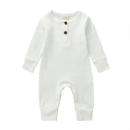 Baby's Ribbed Fabric Long Sleeve Romper