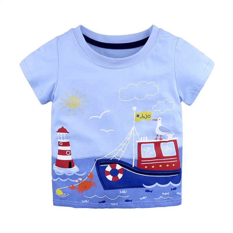 Summer Baby Cotton O-Neck T-Shirt with Cartoon Print