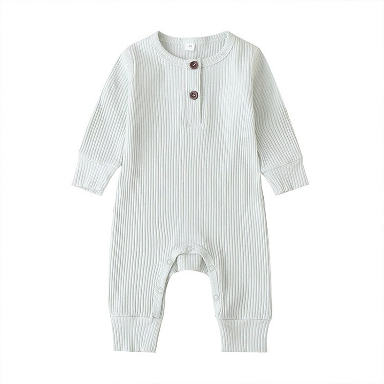 Baby's Ribbed Fabric Long Sleeve Romper