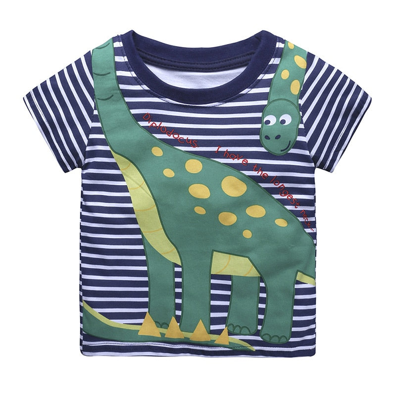 Summer Baby Cotton O-Neck T-Shirt with Cartoon Print