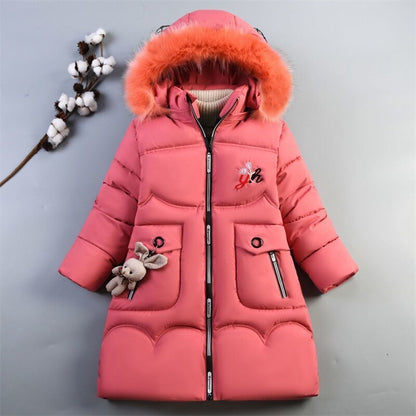 Girls Warm Winter Coat with Artificial Fur