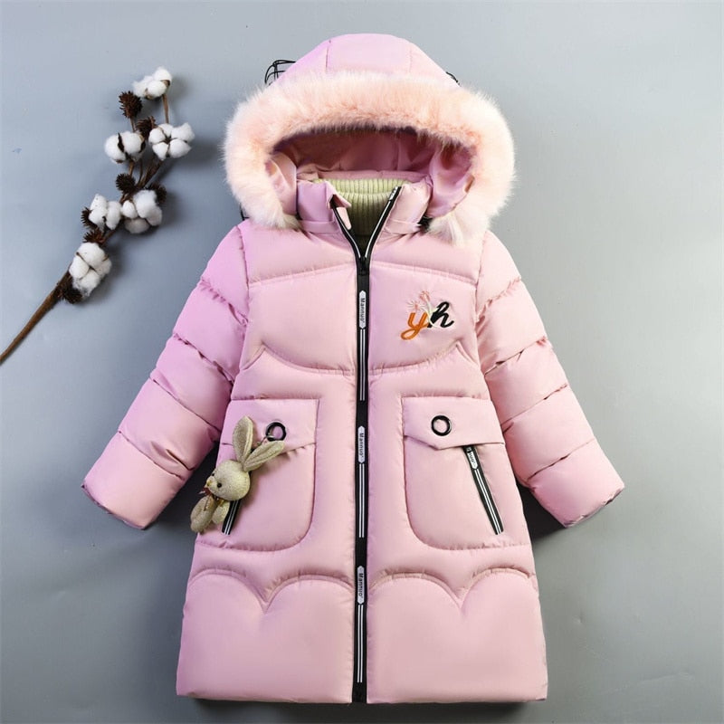 Girls Warm Winter Coat with Artificial Fur
