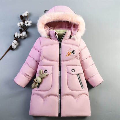 Girls Warm Winter Coat with Artificial Fur