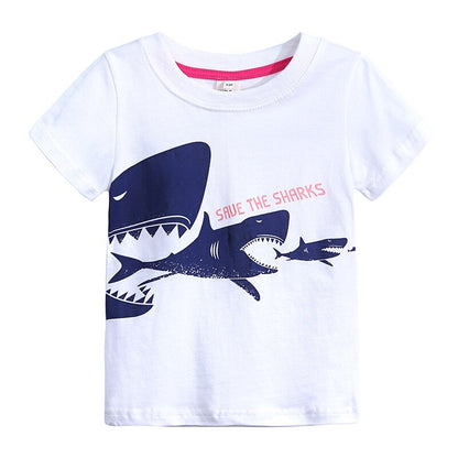 Summer Baby Cotton O-Neck T-Shirt with Cartoon Print