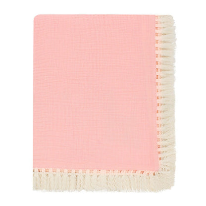 Cotton Muslin Baby Swaddle Blanket with Tassels