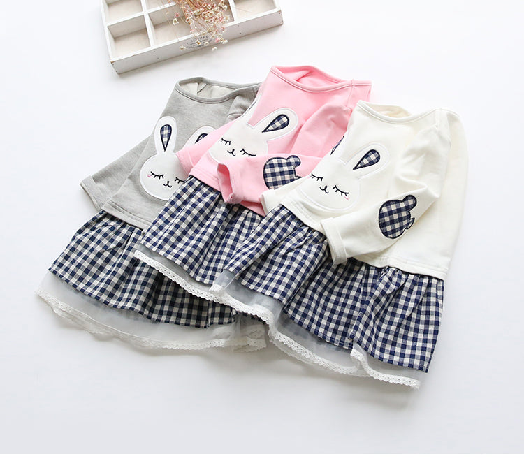Long Sleeved Bunny Patterned Dress