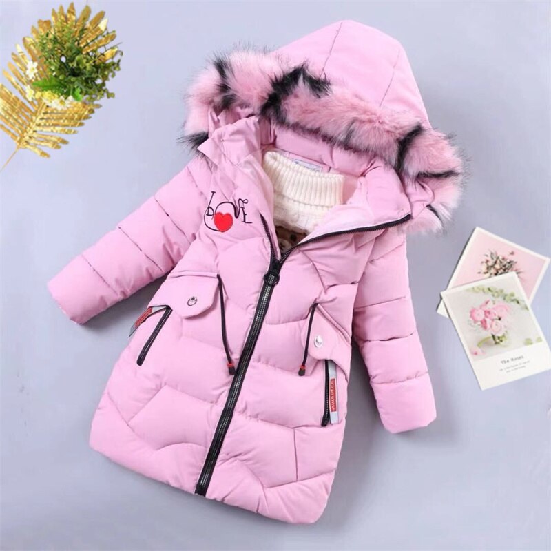 Girls Warm Winter Coat with Artificial Fur