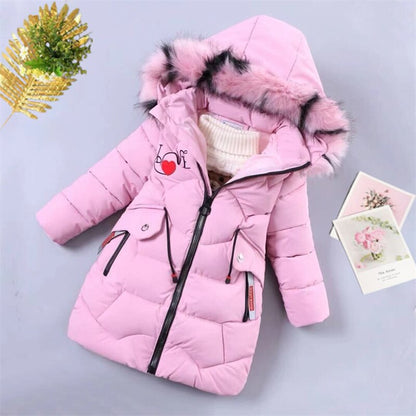 Girls Warm Winter Coat with Artificial Fur