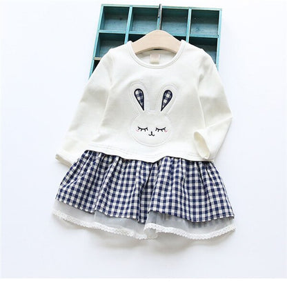 Long Sleeved Bunny Patterned Dress