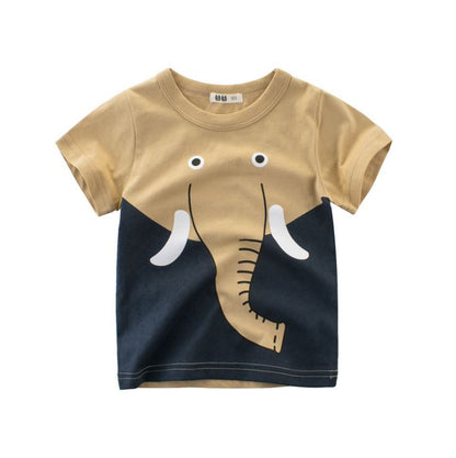 Summer Boy's Cartoon Printed Cotton T-Shirt