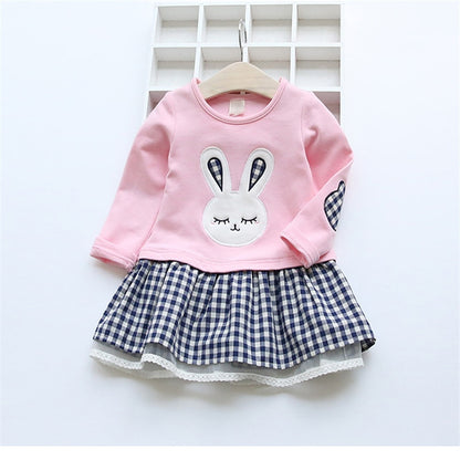 Long Sleeved Bunny Patterned Dress