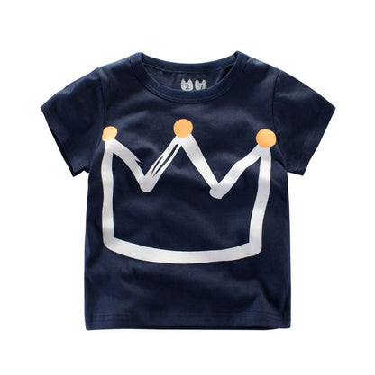 Summer Boy's Cartoon Printed Cotton T-Shirt