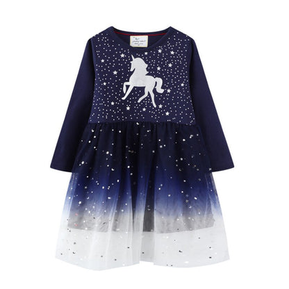 Girls Long Sleeved Cotton Printed Dress