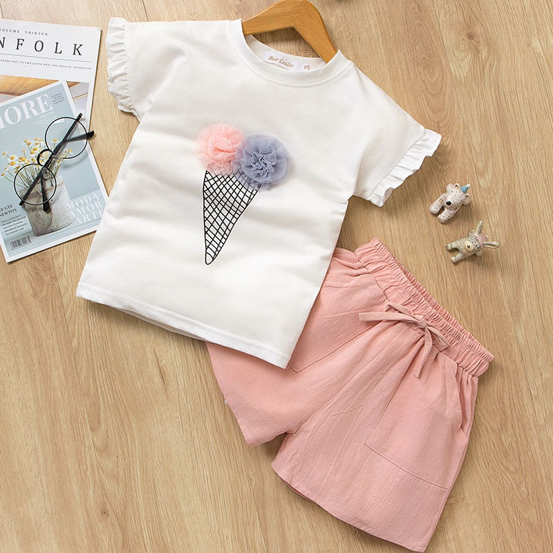 Girls Summer Printed Clothes Set 2 Pcs