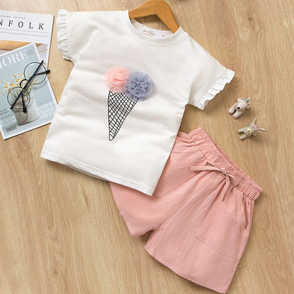 Girls Summer Printed Clothes Set 2 Pcs