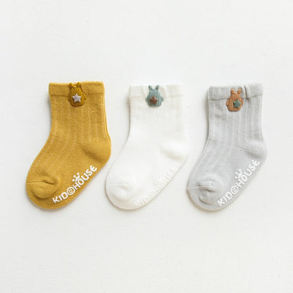 3 Pairs Cute Cartoon Newborn Socks