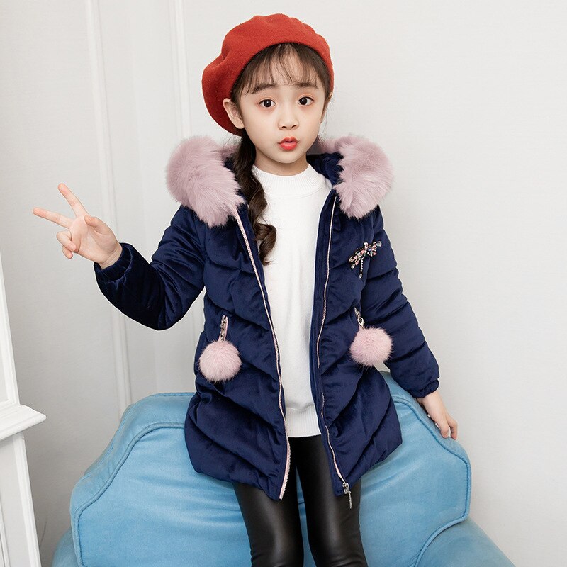 Girls Warm Winter Coat with Artificial Fur