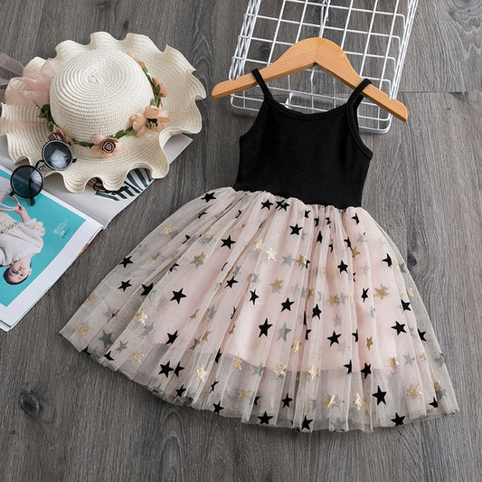 Casual Girls' Dress in Star Print