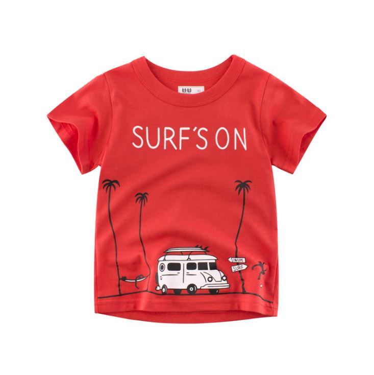 Summer Boy's Cartoon Printed Cotton T-Shirt