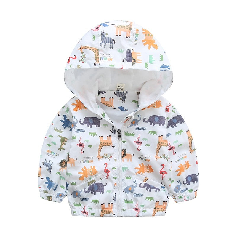 Hooded Animal Patterned Autumn Coat