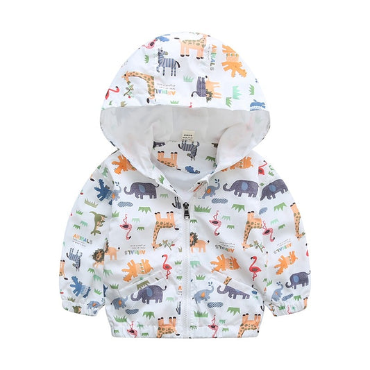 Hooded Animal Patterned Autumn Coat