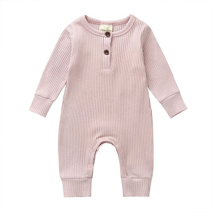Baby's Ribbed Fabric Long Sleeve Romper