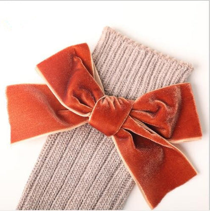 Cotton Long Socks With Velvet Bows