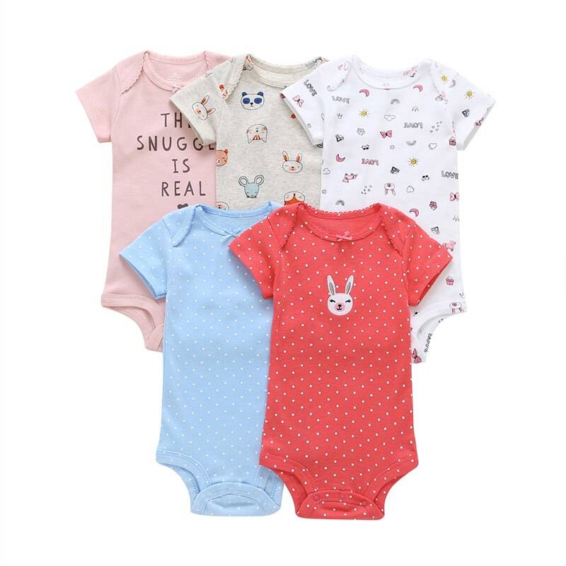 Printed Cotton Baby's Onesies 5 pcs Set