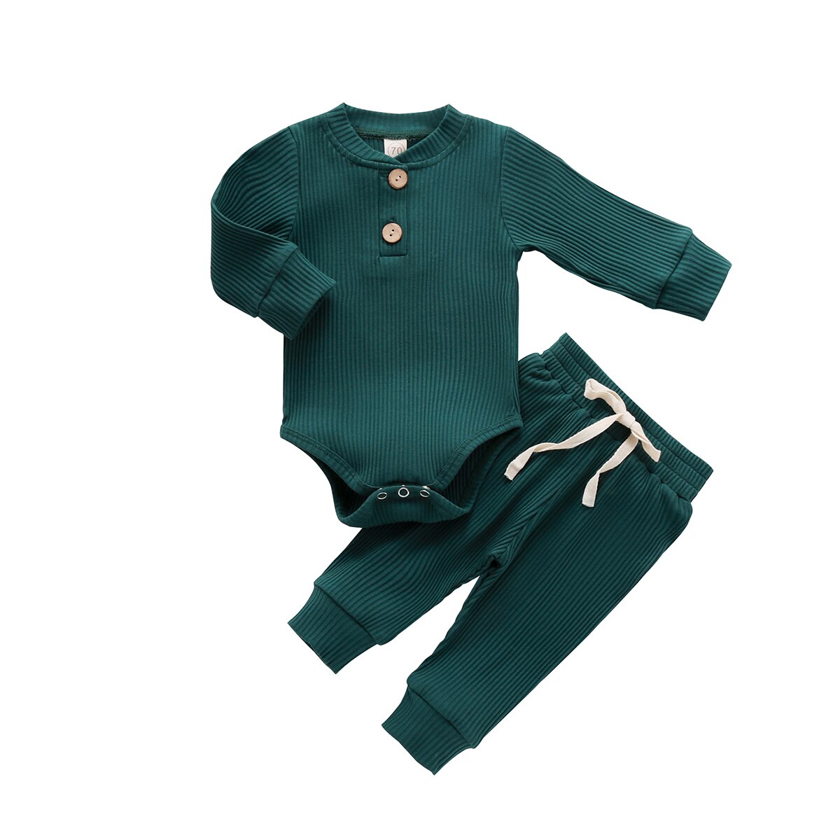 Baby Solid Clothes Long Sleeve Romper and Pants Set