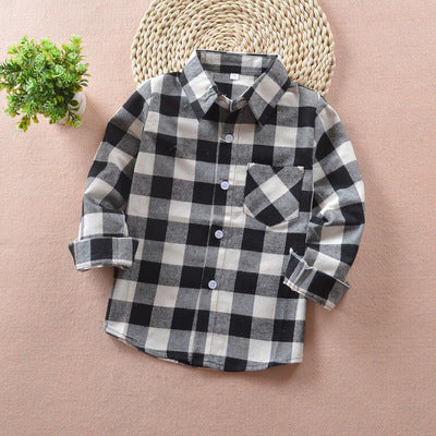 Casual Boy`s British Plaid Shirts