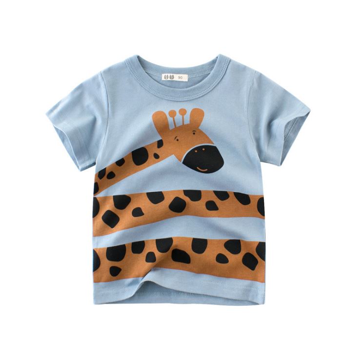Summer Boy's Cartoon Printed Cotton T-Shirt